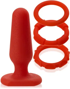 Zestaw gadżetów erotycznych - mini korek analny + 3 ringi na penisa - 74794412