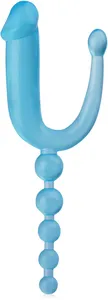 Wielofunkcyjny żelowy masturbator – 3 końcówki penetrujące - niebieski – 81348838