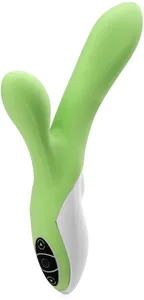 Mocno wygięty silikonowy wibrator – kosmiczny orgazm - zielony - 89864633