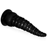 Giętkie teksturowane czarne dildo 21 cm w kształcie macki - 72773374 - 2