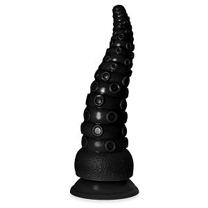Giętkie teksturowane czarne dildo 21 cm w kształcie macki - 72773374