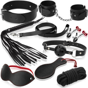 SKÓRZANY ZESTAW ZABAWEK EROTYCZNYCH BDSM BONDAGE - 70854719