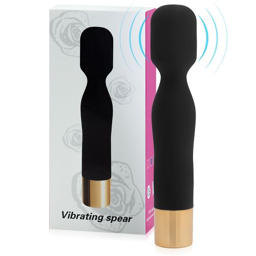 Czarny mini wand masażer 10 funkcji wodoodporny 14,5 cm - 73657780
