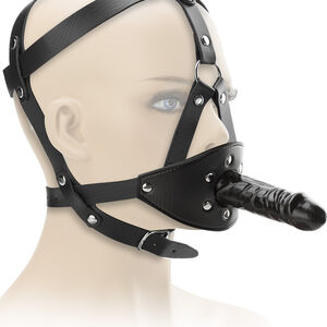 Klatka na głowę z kneblem i penisem do penetracji, bdsm – 80479668