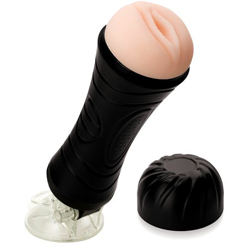 Duża sztuczna pochwa realistyczna cipka w tubie na przyssawce - 70294969