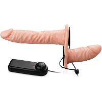 Wibrujący podwójny strap-on dwa dilda do wspólnej penetracji – 72226796 - 2
