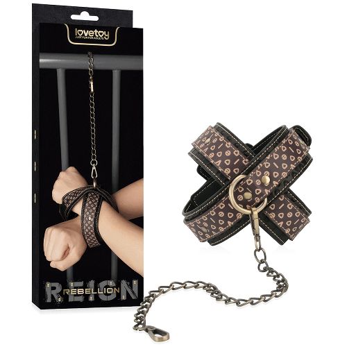 Rebellion eleganckie skórzane kajdanki z łańcuszkiem 34,5 cm - 77325774