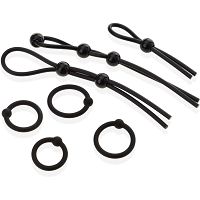 Duży zestaw erekcyjny 7 elementów - cock ring, lasso, pierścień na penisa i jądra - 78101329 - 2