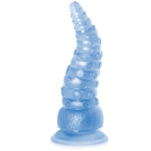 Giętkie teksturowane niebieskie dildo 21 cm w kształcie macki - 76849946