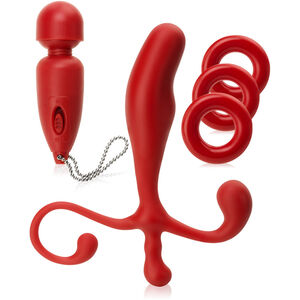 Masażer prostaty + wibrujący masturbator-brelok + 3 ringi na penisa - 74736755