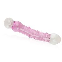 Różowe szklane dildo z wypustkami i zdobieniem 16 cm - 71092191 - 3