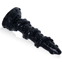 Czarne spiralne dragon dildo macka z wypustkami 23,5  cm - 73131347 - 3