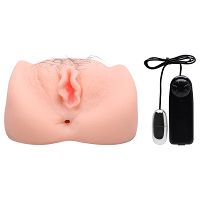 Wibrująca realistyczna sztuczna pochwa z owłosieniem + pilot - 78005976 - 3