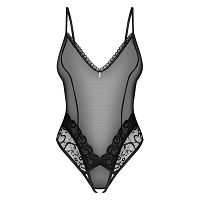 Obsessive czarne body damskie z otwartym krokiem Blomentis - 76470440 - 3