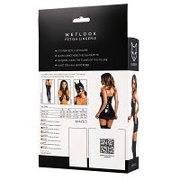 Glossy Mirabell Wetlook czarna sukienka z wiązaniem  - 74619754 - 5