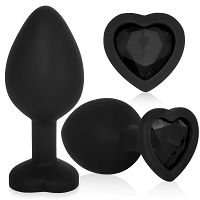 Silikonowy czarny korek analny z serduszkiem 8,2 cm - 72128497 - 5