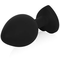 Silikonowy czarny korek analny z serduszkiem 8,2 cm - 72128497 - 2