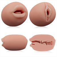 Dwustronny masturbator dla mężczyzn cielista pochwa i usta - 71721361 - 5