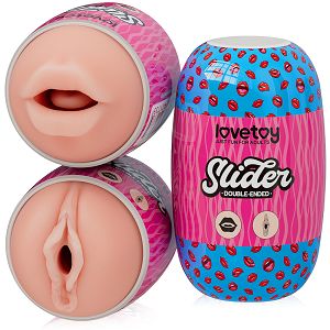 Dwustronny masturbator dla mężczyzn cielista pochwa i usta - 71721361