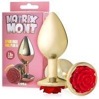 Anal plug 9 cm korek analny z czerwoną różą - 76551721 - 2