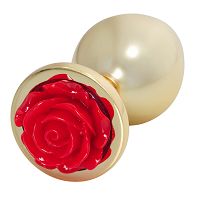 Anal plug 9 cm korek analny z czerwoną różą - 76551721 - 2