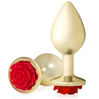 Anal plug 9 cm korek analny z czerwoną różą - 76551721 - 5