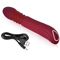 Silikonowy teleskopowy wibrator posuwisty 10 programów czerwony - 77691141 - 5