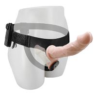 Cielisty dwustronny strap-on z wibracjami dwa penisy 10 cm + 18 cm - 70636320 - 3