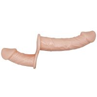 Cielisty dwustronny strap-on z wibracjami dwa penisy 10 cm + 18 cm - 70636320 - 6