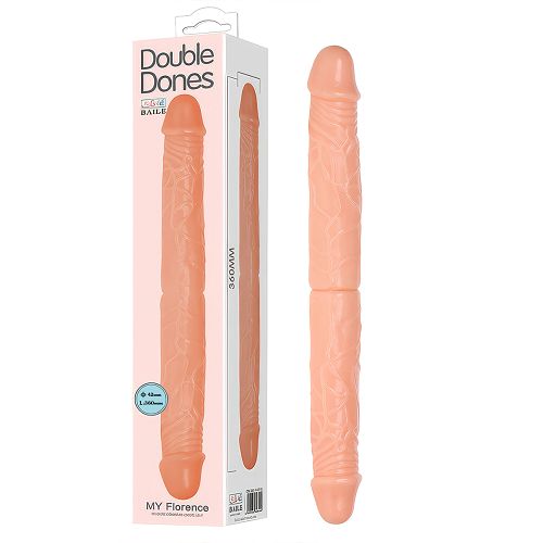 Podwójne realistyczne giętkie cieliste dildo dla par 36 cm - 71519872