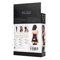 Glossy Trisha odważna sukienka wet look z chokerem + stringi - 72643220 - 5