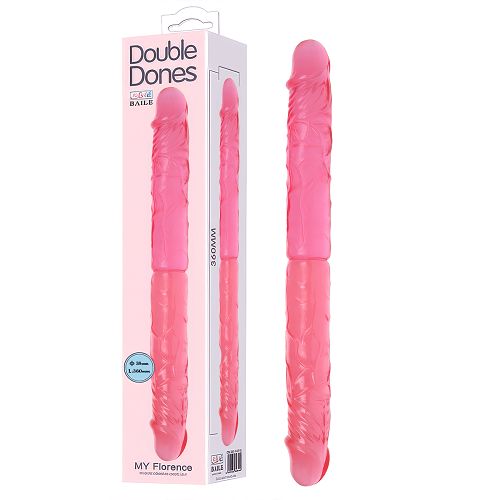 Podwójne realistyczne giętkie różowe dildo dla par 36 cm - 76148771