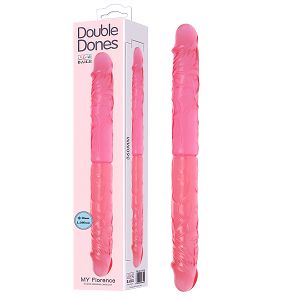 Podwójne realistyczne giętkie różowe dildo dla par 36 cm - 76148771