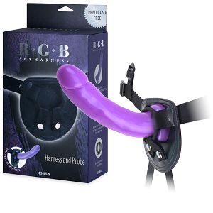 Strap-on z fioletowym realistycznym dildo  17 cm BDSM LGBT  - 71242178