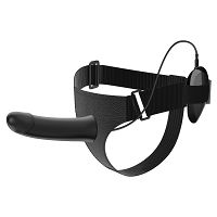 Czarny pas strap-on z wibratorem 16 cm + pilot - 70043295 - 3