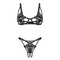 Obsessive Luise Sublim luksusowy czarny komplet bielizny - 71726100 - 4