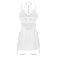 Obsessive Arrowel biała koszulka + choker i pasy na uda - 76402025 - 2