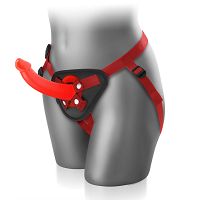 Strap-on z czerwonym realistycznym dildo  21 cm BDSM LGBT  - 71857435 - 2