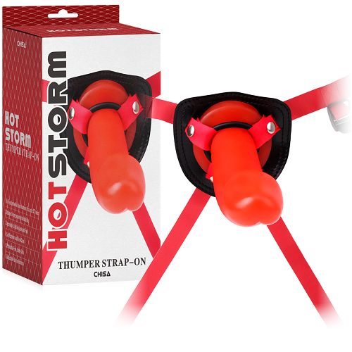 Strap-on z czerwonym realistycznym dildo  21 cm BDSM LGBT  - 71857435