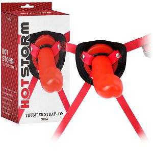 Strap-on z czerwonym realistycznym dildo  21 cm BDSM LGBT  - 71857435