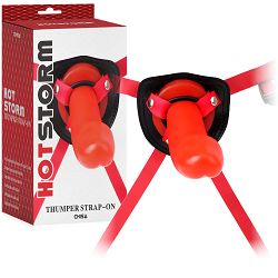 Strap-on z czerwonym realistycznym dildo  21 cm BDSM LGBT  - 71857435