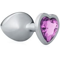Stalowy korek analny z różowym diamentem 8,2 cm - 70040525 - 3