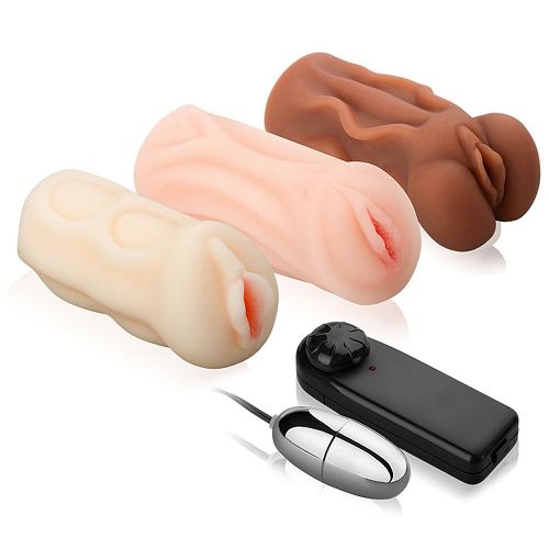 Trzy realistyczne masturbatory z wibracją – lbb 009159