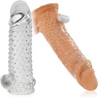 Wibrująca nakładka przedłużająca penisa o 2 cm nasadka z wypustkami - 70043967 - 3