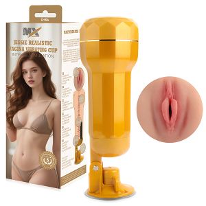 Realistyczna sztuczna pochwa Jessie z regulowaną przyssawką i wibracjami - 77751329