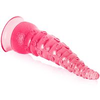 Giętkie teksturowane różowe dildo 21 cm w kształcie macki - 78016721 - 2