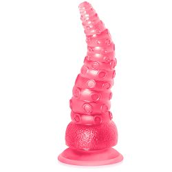 Giętkie teksturowane różowe dildo 21 cm w kształcie macki - 78016721