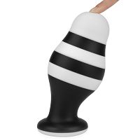 Duży czarno-biały korek analny na przyssawce 7,2 cm - 75055683 - 2
