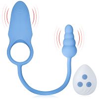 Wibrujący pierścień erekcyjny ze stymulującym korkiem 100 funkcji - 72231273 - 4