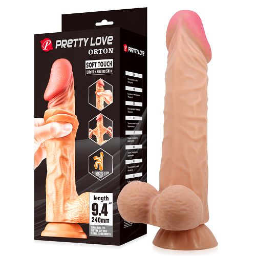 Realistyczne giętkie cieliste dildo z kręgosłupem 24 cm - 70586643